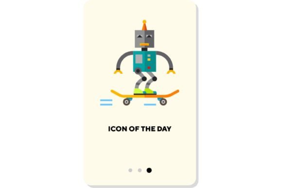 Robot Character Flat Icon: Humanoid on S