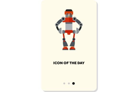 Robotic Characters Flat Icon: Assistant Guide