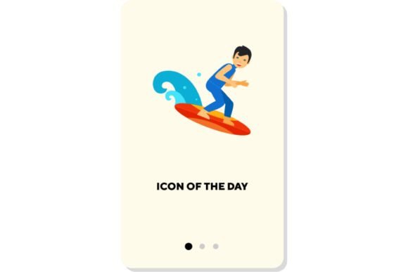 Water Sport Flat Icon: Surfing Isolated